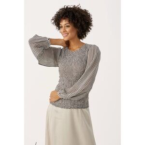 Part two thiara houndstooth black and white ruched blouse size 8